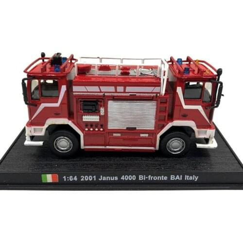 1:64 Janus 4000 Bi-fronte Bai Italy Double Head Fire Truck Metal Diecast Scale Rally Car Model Kit Display Toy Collections Gift