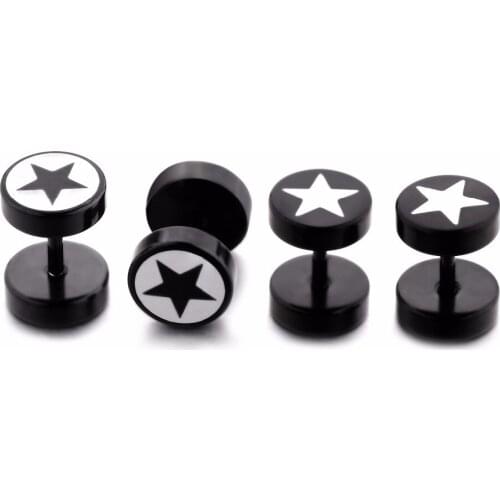 1 Pair Earrings Stainless Steel for Men White Black Starry Stud Earring Pendiente Hombre Earring Piercing