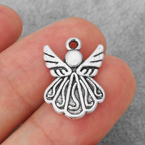 20PCS Antique Angel Wing Fairy Charms Pendants for Necklace Earrings Making Jewelry Findings 21x15mm