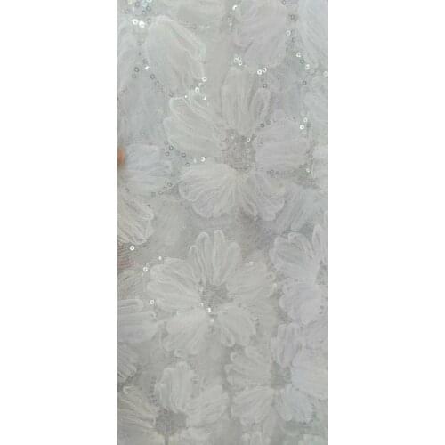 5yards/bag Embroidery sequins flower patterns fashion high - end bouffant fabric used in wedding dress design LF86