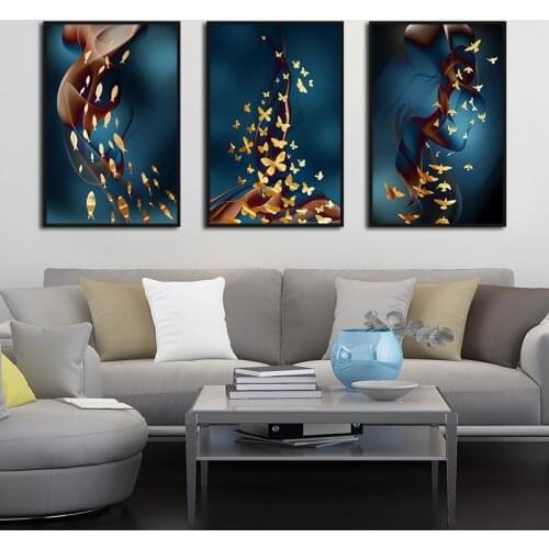 Abstract Wall Art Flying Fishes Butterflies Paintings Nordic Canvas Prints and Posters Living Room Bedroom Corridor Decoration