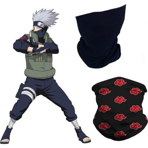 Anime Naruto Hatake Kakashi Mask Uchiha Itachi Akatsuki Ninja Neck Scarf Masks Bandana Balaclava Red Cloud Symbol Masks Cosplay