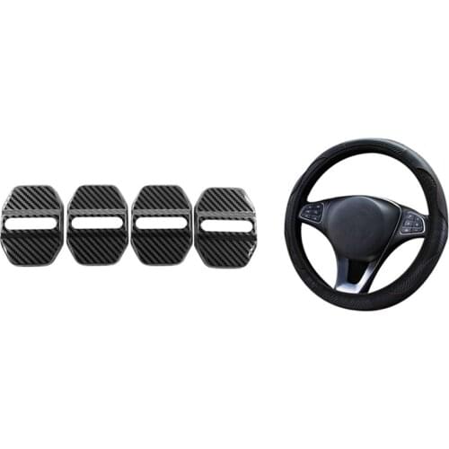 Car Door Lock Latches Cover for F30 F31 F34 F35 F36 F10 F11 M3 M5 X1 X2 X3 X4 X5 & Car Steering Wheel Cover