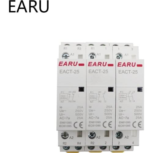 2P 16A 25A AC110V 220V 50/60Hz DC 12V 24V Coil Din Rail Household Modular Contactor Switch 2NO 2NC 1NO1NC Smart Home House Hotel