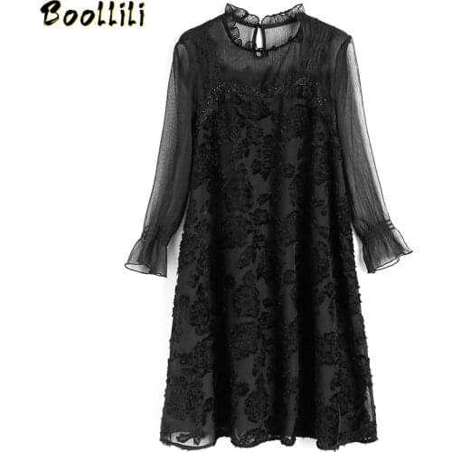 Boollili Black Summer Dress Women European Fashion Loose Casual Dress Elegant Sexy Mesh Midi Womens Dresses Ropa Mujer 2020