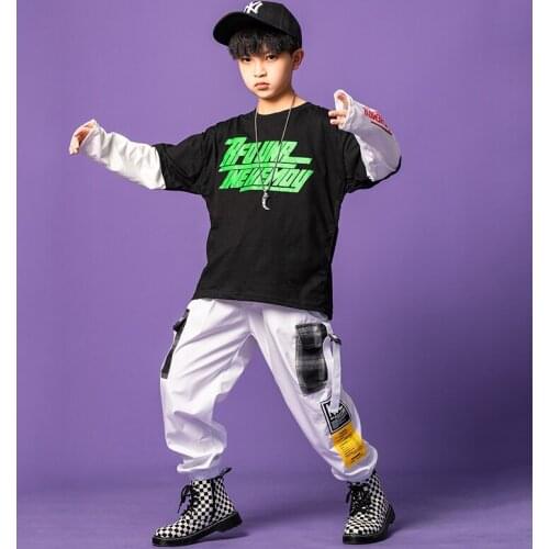 Kids Hip Hop Dancing Outfits Oversized Sweatshirt Tactical Cargo Pants pants Girls Boys Jazz Dance Wear Costume Rave Clothes