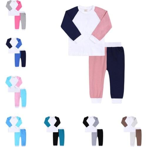 Kids Tales Tracksuit Set 2021 For Children Clothing Sets Baby Boy Girls Clothes Contrast Color Top+Pants Pajama Sports Body Suit