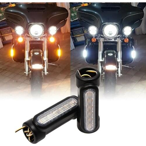 For Crash Bars Engine Guard Harley Touring Bikes Black Motorcycle Highway Bar Switchback Driving Light White Turn Signal Amber