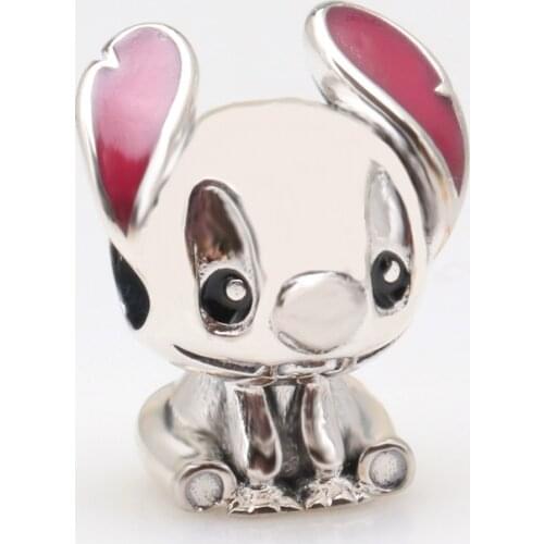 DoDoFly S925 Silver Cute Baby Stitch Purple Epoxy Charm Fit Original Bracelet Necklace DIY Jewelry