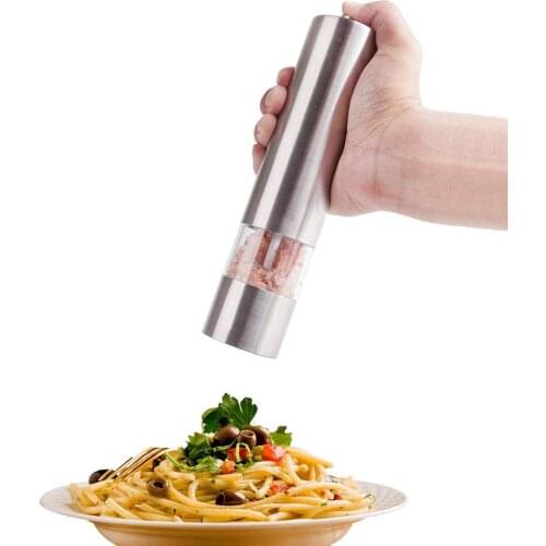Electric Automatic Mill Pepper and Salt Grinder Stainless Steel Pepper Mill Adjustable Ceramic Spice Pepper Grinder Kitchen Tool