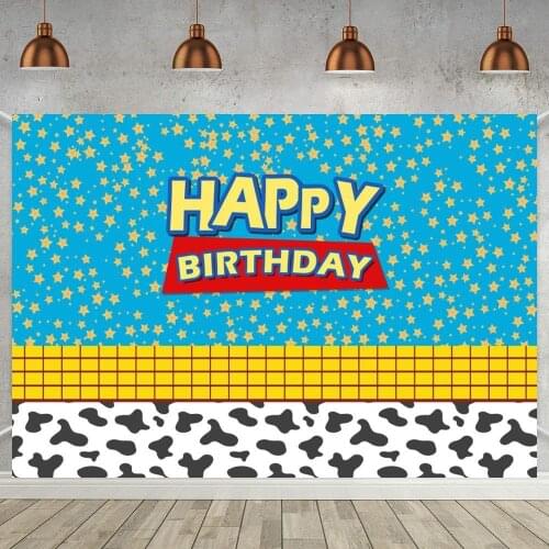 Happy Birthday Banner Toy Photography Backdrop Boys Kids Birthday Story Party Decor Home Cake Dessert Table Photo Background