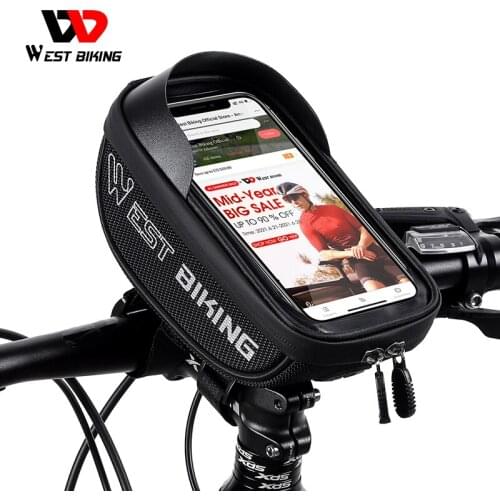WEST BIKING Touch Screen Bicycle Bag MTB Road Bike Handlebar Phone Bag Front Frame Reflective Cycling Accessories Panniers