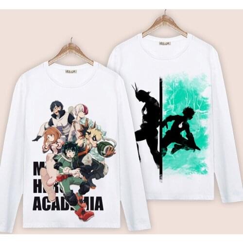 My Hero Academia Cosplay T Shirt Izuku Midoriya Spring Autumn Long Sleeve T-shirt Bakugo Katsuki Todoroki Shouto Cartoon Top Tee