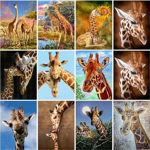 Giraffe Animal DIY 5D Diamond Painting Cross Stitch Kits Full Round Drill Rhinestones Mosaic Daimond Embroidery Wall Art Gift