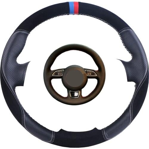 Custom Car Steering Wheel Cover For Audi A3 A4 A5 A6 A7 Allroad RS 7 2014-2015 S6 S7 2013-2018 S8Suede Leather Steering Braid