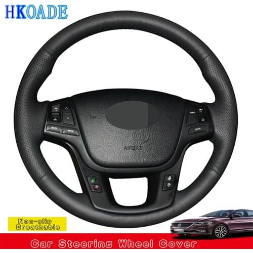 DIY Hand-stitched Black Artificial Leather Car Accessories Steering Wheel Cover For Kia K7 Cadenza 2011-2015 Sorento 2009-2014