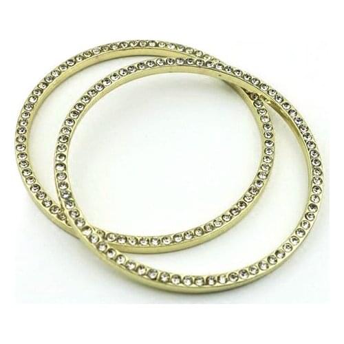 2pc 8.2cm O rings Rhinestone round ring bag accessories metal replacement handles Women bags ring parts DIY belt buckle-gold