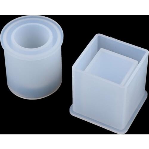 Square Round Pen Holder Mould Geometric Epoxy Dry Resin Decoration Craft Ornament Set Table Silicone Mold