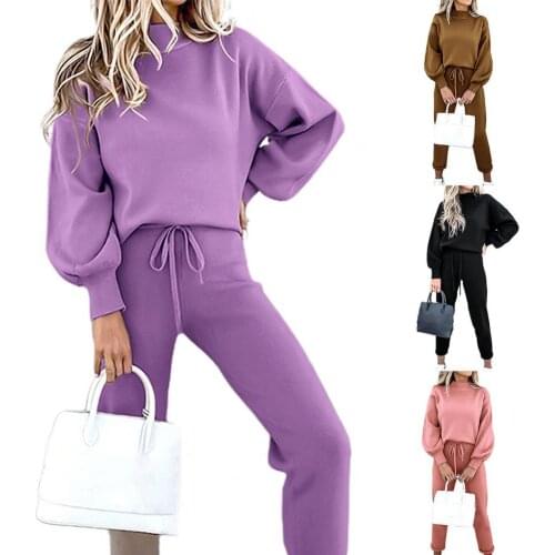 HOT SALES！！！Autumn Winter Women Plush Warm Tracksuit Outfit Long Sleeve Blouse Top Pants