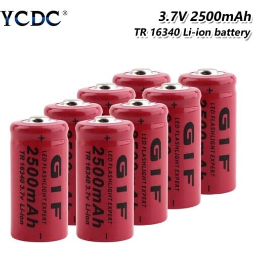 1/2/4/6/8Pcs GIF 16340 Battery 3.7V 2500mAh Lithium Rechargeable Li-ion Cell For VL123A, DL123A, 5018LC, CR123A, CR17345, K123A