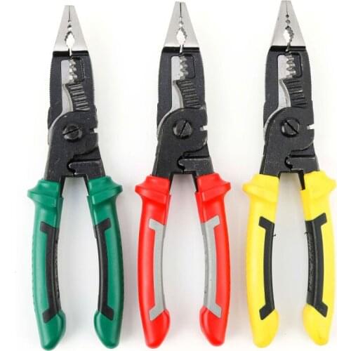 Onnfang Multifunctional Electrician Pliers Long Nose Pliers Wire Stripper Cable Cutter Terminal Crimping Hand Tool Spring Design