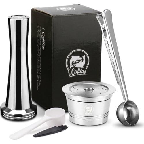 For Caffitaly Minipresso CA Tchibo ALDI Refillable Coffee Filters Stainless Steel Reusable Coffee Capsule & Tamper Spoon