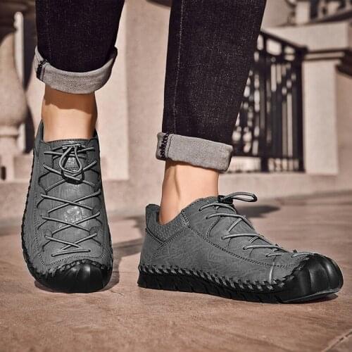 High Quality Autumn Winter Men Casual Shoes Lace Up Split Leather Shoes Men 2020 Fashion Mens Shoes Flat Outdoor Moccasins Shoe