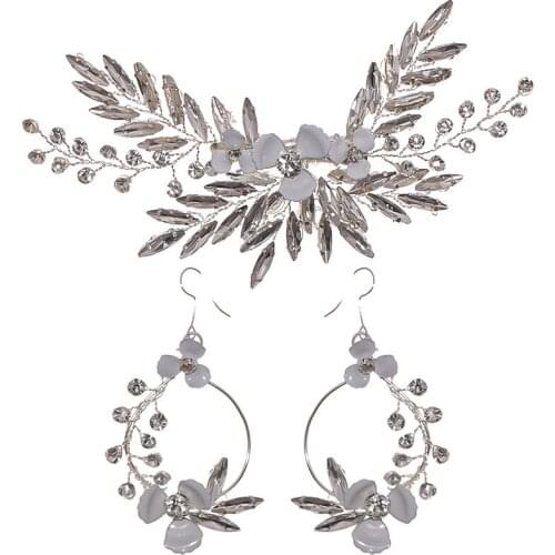 Side Hairpin Set in Rhinestone Flower and Leaf Fashion Elegant Simple Accessory for Bride and Bridesmaids