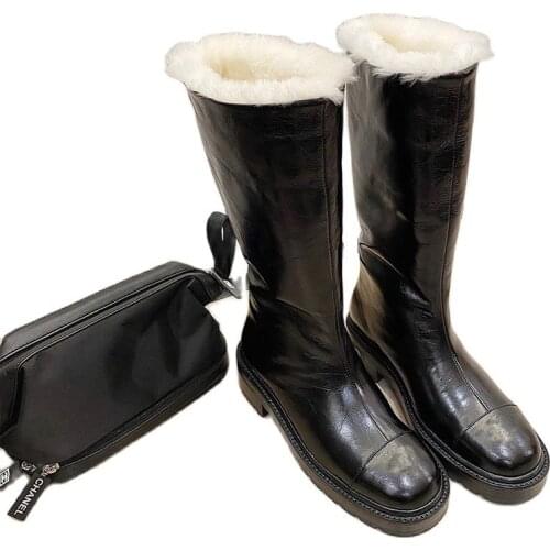 2021 New Womens Shoes Concise All-match Platform Round Toe Warm Winter Long Boots Chelsea Snow Boots Popular Models