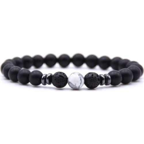 New Fashion Hot High Quality Charm Bracelets & Bangle Elastic Lava Natural Stone Dull Polish Stones Beads Bracelet For Men women