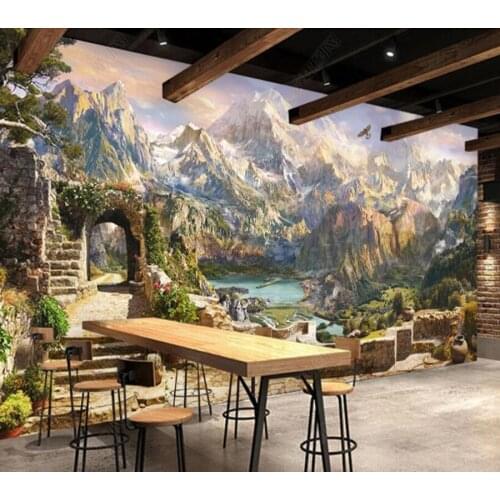 Papel de parede Retro European Landscape 3d wallpaper mural,living room bedroom wall papers home decor