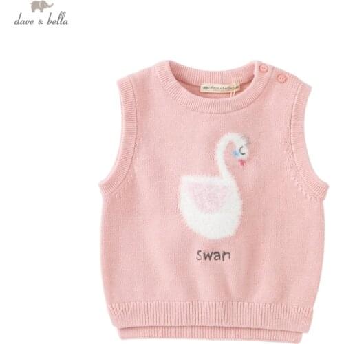 DBJ18521 dave bella autumn baby unisex fashion cartoon letter knitted coat children girls boys sleeveless vest