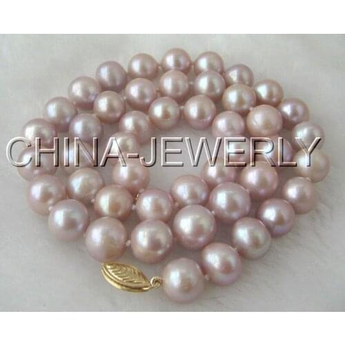 P1689 - AAA 17" 10mm natural purple round freshwater pearl necklace ->jewerly free shipping