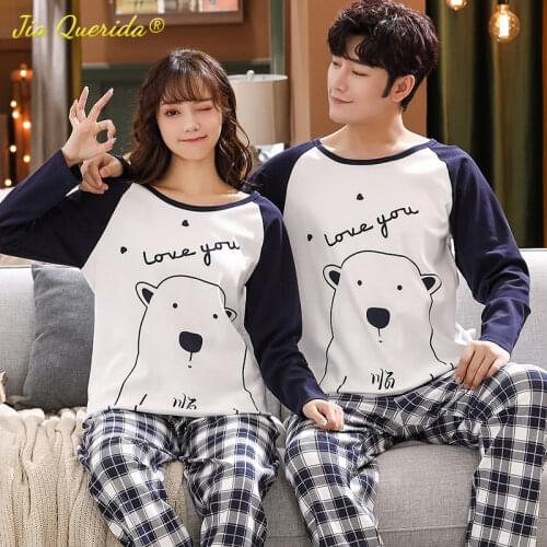 Couple Pyjamas Long Pullover Leisure Home Clothing Fashion Loungewear Men and Woman Autumn Spring Sleepwear Cartoon Pajamas Set