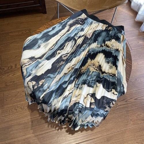 Pleated skirt half-length skirt summer a-line mid-length trendy pleated harajuku skirt vintage plus size skirt A-LINE Solid