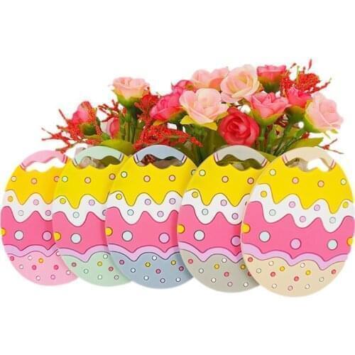 Chenkai 5PCS Easter Egg Silicone Baby Teether BPA Free Sensory Nursing Pacifier DIY Infant Necklace Pendant Teething Chewing Toy