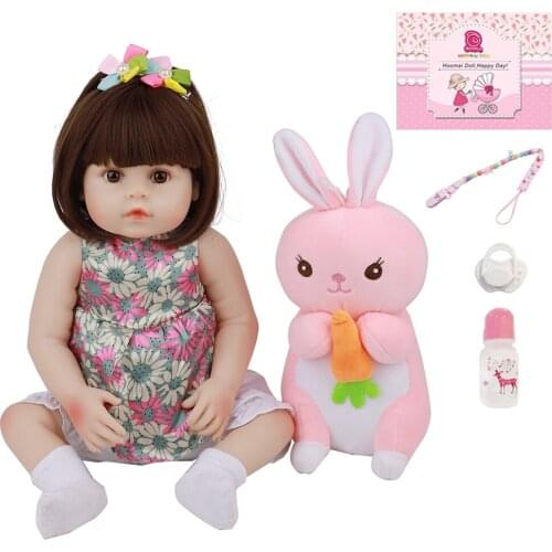 Lifelike Reborn Girl Doll 48CM Full Silicone Vinyl Body 18 Inch Fashion Realistic Newborn Baby For Childrens Day Gifts Present