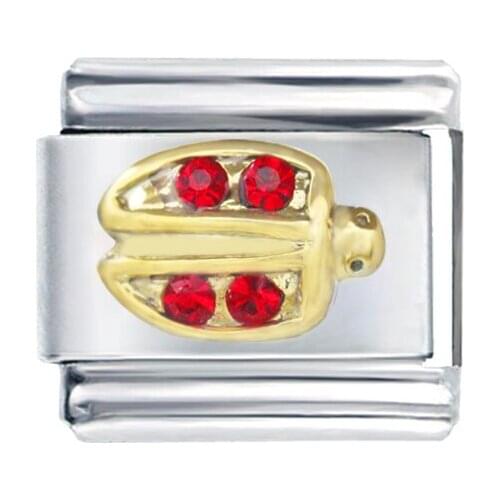 Composable Links Classic Size 9mm Fancy Girls Lovely Red Crystals Ladybug Italian Charm Bracelet Fit Zoppini Nomiation Brand