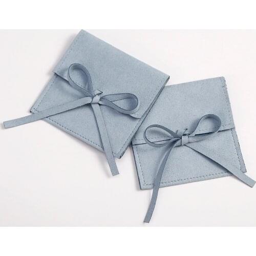 Folded Microfiber Velvet Bag Jewelry Pouches Package Small Chic Wedding Ring Earrings Necklace Christmas Presents Packaging Bags