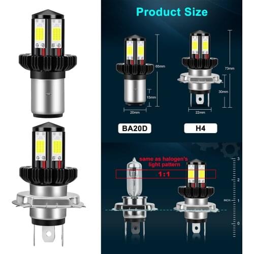 H4/ BA20D Moto Motorcycle Headlight Bulbs LED White High Brightness Easy install