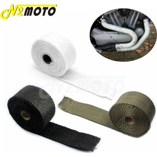 3 Colors 5M Thermal Tape Exhaust Pipe Header Heat Resistant Wrap Tape + Buckle Belts Motorcycle Cafe Racer Exhaust Pipe Tape