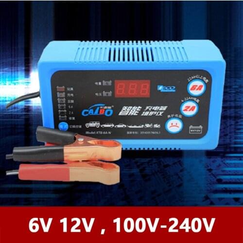 6V 12V Car Motorcycle Battery Charger LCD Voltage Capacity Display 2A 6A Lead Acid AGM 110V 220V Auto Motor 6 V 12 Volt Moto EU