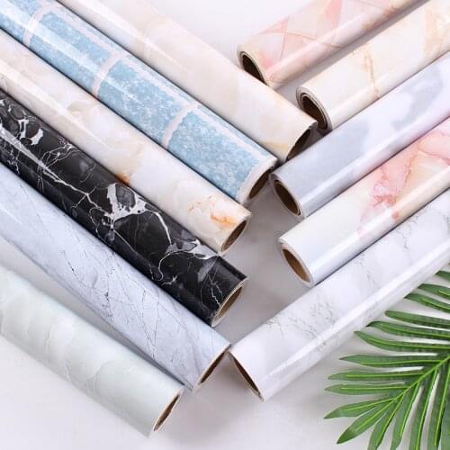 Waterproof Oil-proof Marble Wallpaper Contact Paper Wall Stickers PVC Self Adhesive Bathroom Kitchen Countertop Home Improvement