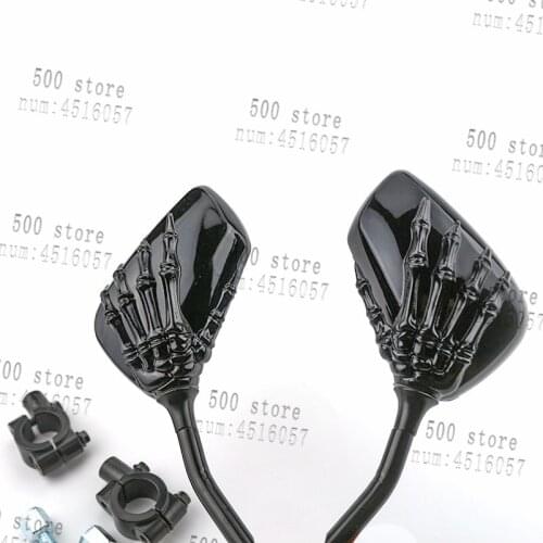 High porformance 1 pair black Motorcycle hand claw Left Right Skeleton Hand Motorcycle Rearview Side Mirrors 8mm 10mm