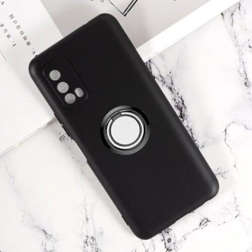 For OPPO Realme V15 5G Back Ring Holder Bracket Phone Case Smartphone TPU Soft Silicone Cover