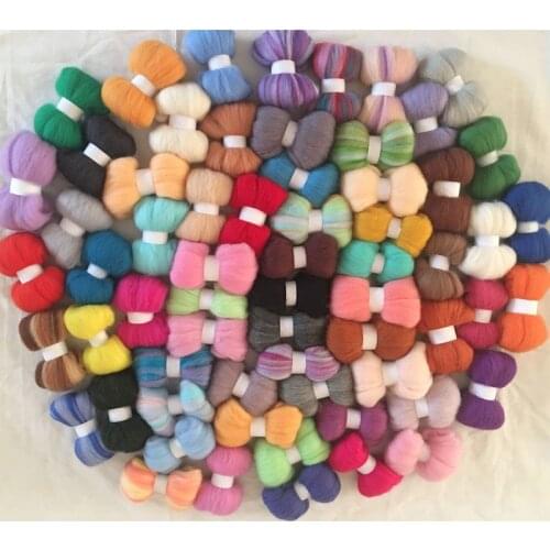 WFPFBEC 5G/BAG 64 COLORS 70S DIY WOOL FOR FELTING WOOL FIBER tools set wool roving in needles