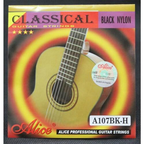 1 SET Alice A107BK-H Black Nylon H85 Coated Bronze Alloy Wound Classical Guitar Strings 1st-6th Strings