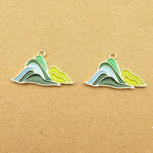 10pcs 14x23mm enamel mountain charm for jewelry making and crafting fashion earring pendant bracelet necklace charms