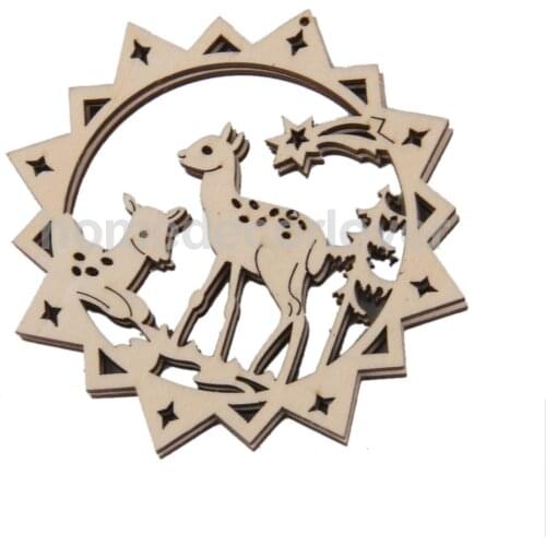 10pcs Wood Plain Reindeer Gift Tags Christmas Craft Tree Hanging Decoration