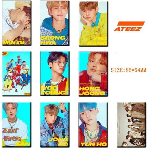 10pcs/set Kpop Ateez crystal card stickers paste bus card Photo album card ATINY HD Picture member sticky photocard Kpop ateez
